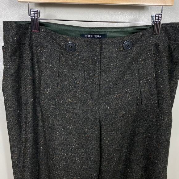 Womens ETCETERA Tweed Textured Trouser Dress Pants Wool Blend Green Size 12 - Picture 4 of 8